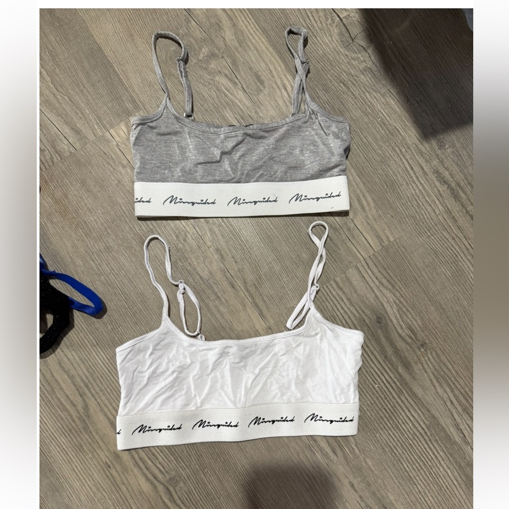 Missguided Gray and White Script Tape Bralette Set - 2/4